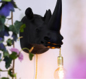 Lampa ścienna nosorożec MIND YOUR OWN RHINO czarny z żywicy BOLD MONKEY