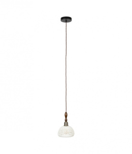 Lampa wisząca drewno ceramika POPPY WIDE biała DUTCHBONE