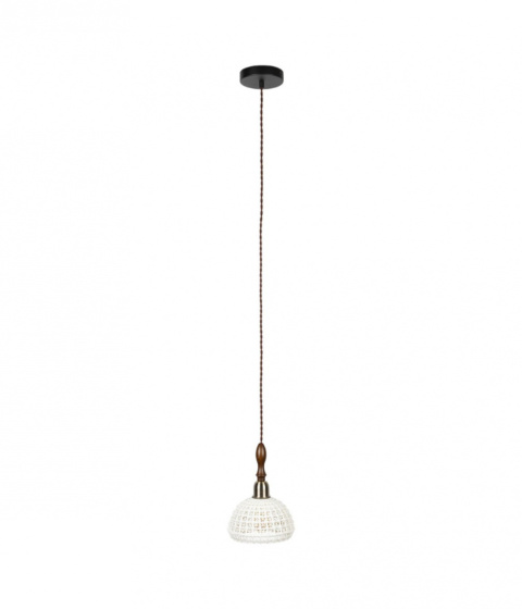 Lampa wisząca drewno ceramika POPPY WIDE biała DUTCHBONE