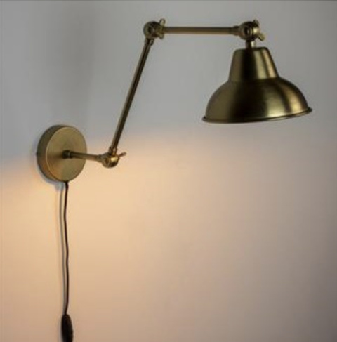 Lampa ścienna XAVI vintage industrial loft złota WHITE LABEL LIVING Lampa ścienna XAVI vintage industrial loft złota WHITE LABEL LIVING