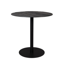 Stolik BRAZA ROUND BLACK czarny okrągły na jednej nodze gastronomiczny metal drewno dąb DUTCHBONE