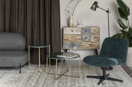Stolik pomocniczy TIMPA zielony naturalny marmur złoto okrągły WHITE LABEL LIVING