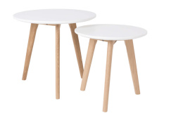 Stoliki BODINE kpl 2 szt białe skandynawski styl WHITE LABEL LIVING