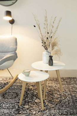 Stoliki BODINE kpl 2 szt białe skandynawski styl WHITE LABEL LIVING